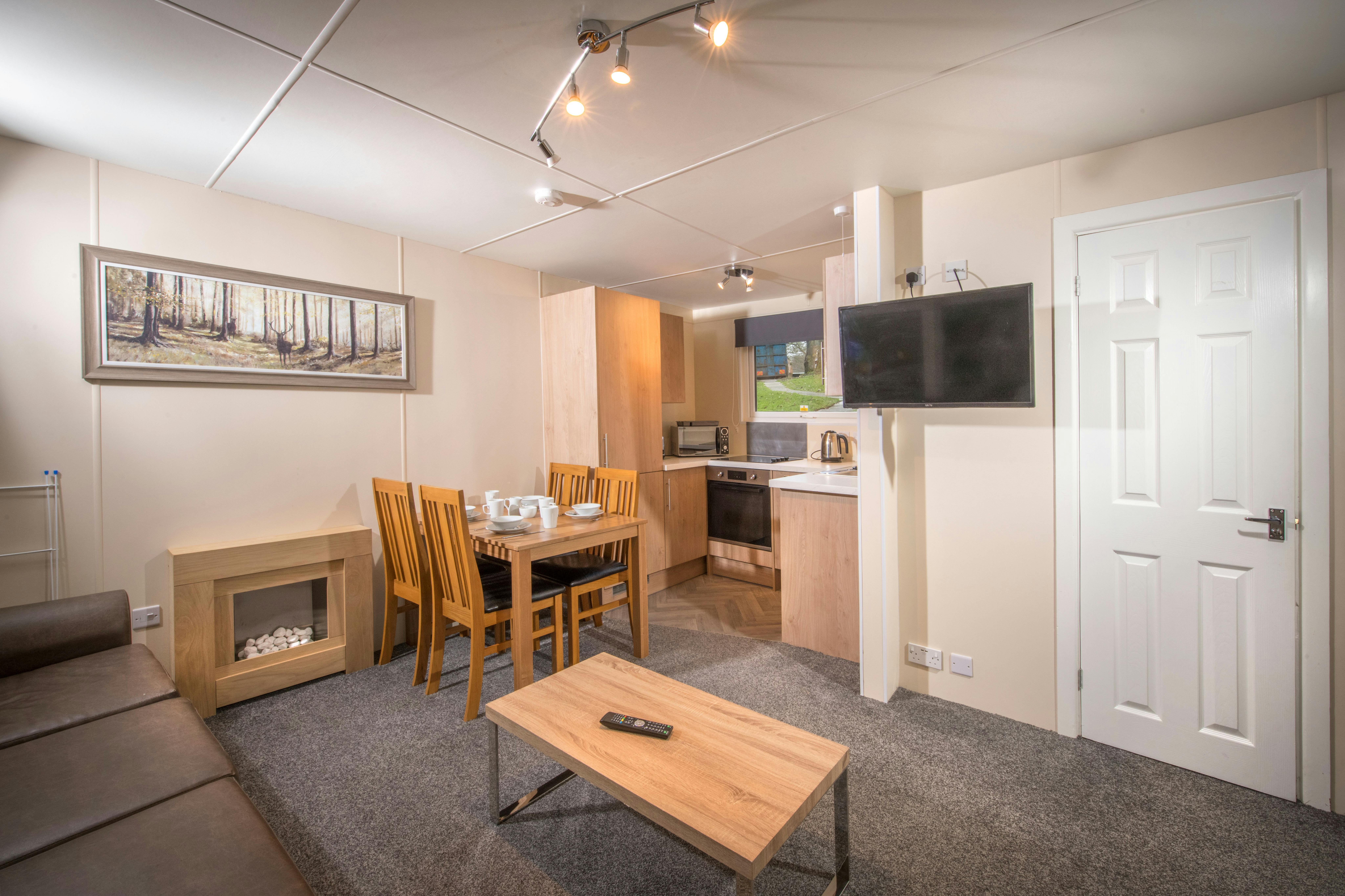 St Ives chalet living area