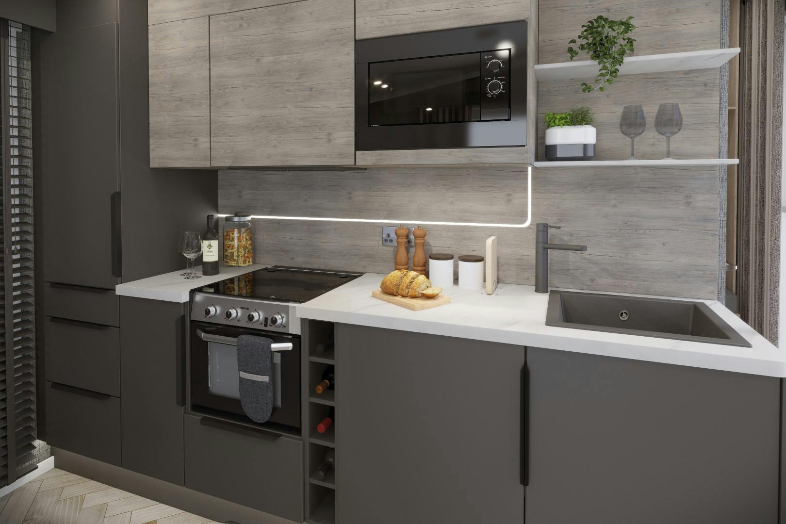 Kitchen ¦ 1 Bedroom Platinum Hot Tub Micro Lodge Pet