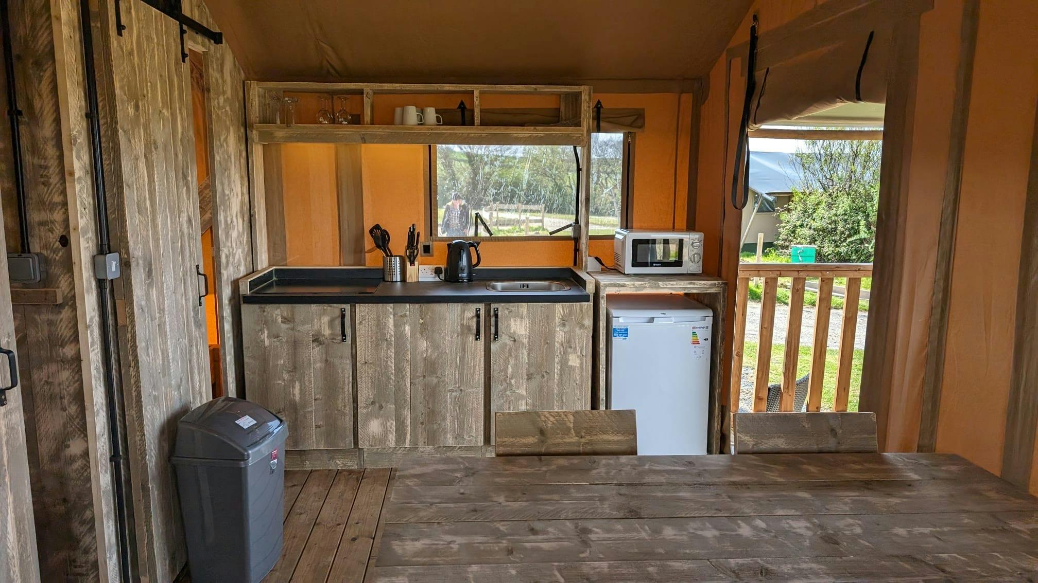 Safari tent kitchen