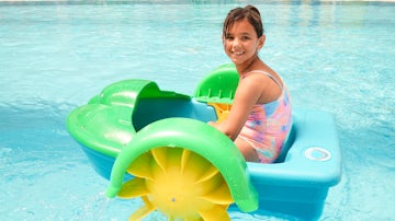 girl in peddle boat