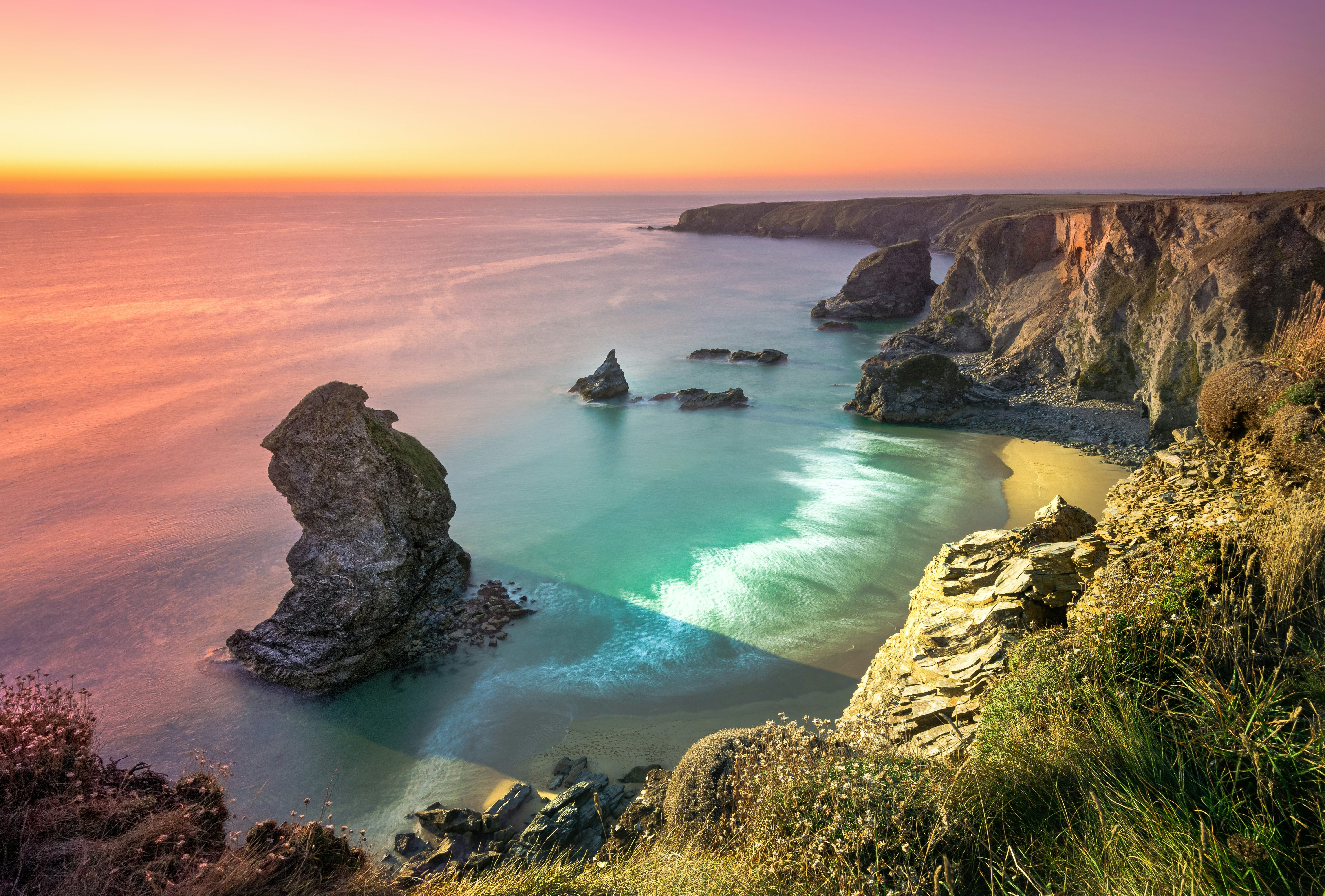 Bedruthen. Minack theatre. St Michael's Mpount. Charlestown. Tintagel castle.
