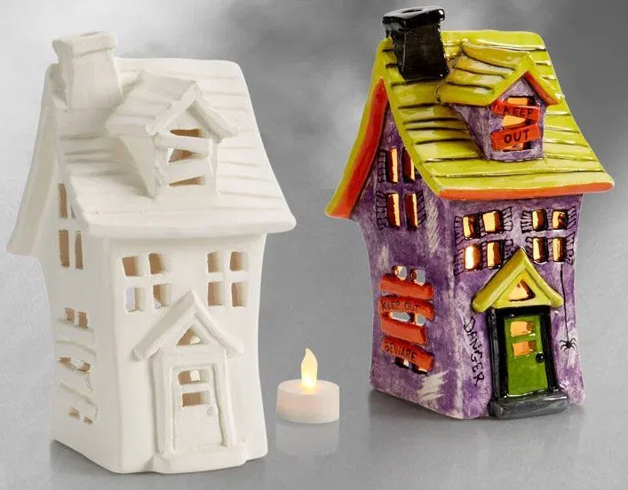 Haunter House ceramic lantern